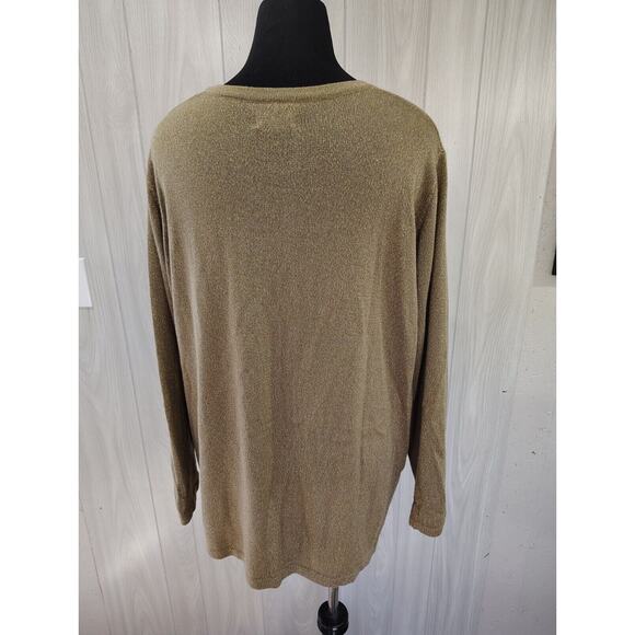 Avenue Women’s Sweater Olive Green Gold Flecks Square Neck Size 18/20 - Picture 3 of 10